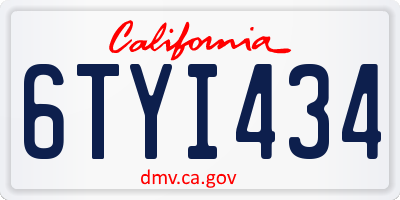 CA license plate 6TYI434