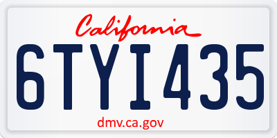 CA license plate 6TYI435