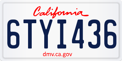 CA license plate 6TYI436