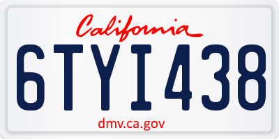 CA license plate 6TYI438