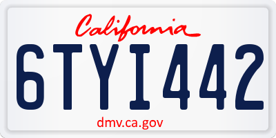 CA license plate 6TYI442