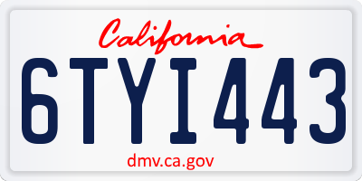 CA license plate 6TYI443