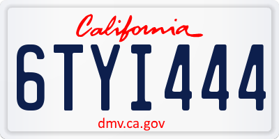 CA license plate 6TYI444