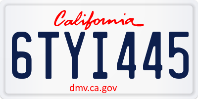 CA license plate 6TYI445