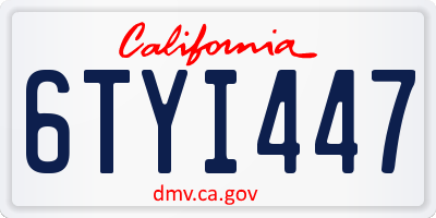 CA license plate 6TYI447