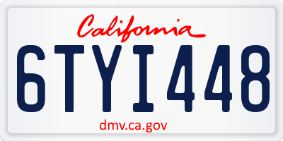 CA license plate 6TYI448