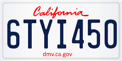 CA license plate 6TYI450