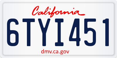 CA license plate 6TYI451