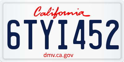 CA license plate 6TYI452
