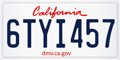 CA license plate 6TYI457