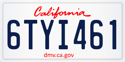 CA license plate 6TYI461