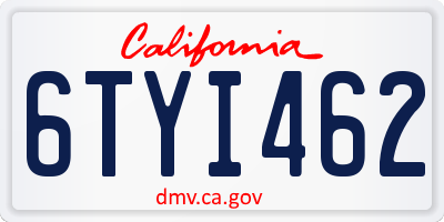 CA license plate 6TYI462