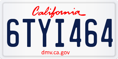 CA license plate 6TYI464