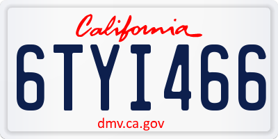 CA license plate 6TYI466