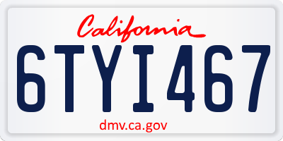 CA license plate 6TYI467