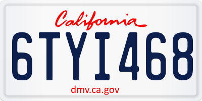 CA license plate 6TYI468