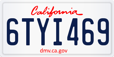 CA license plate 6TYI469