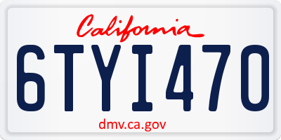 CA license plate 6TYI470