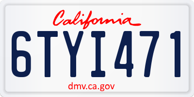 CA license plate 6TYI471