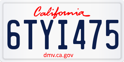 CA license plate 6TYI475
