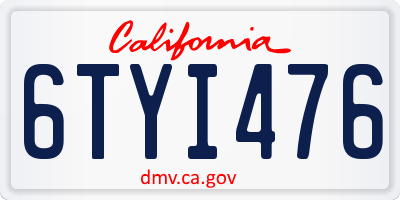 CA license plate 6TYI476
