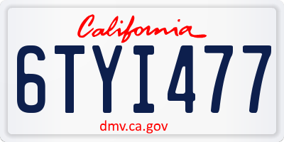 CA license plate 6TYI477