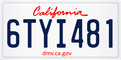 CA license plate 6TYI481