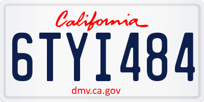 CA license plate 6TYI484