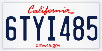 CA license plate 6TYI485