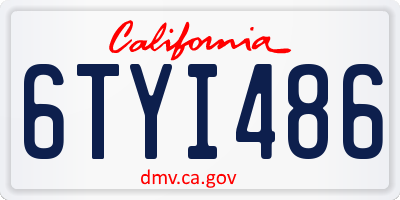 CA license plate 6TYI486