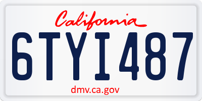 CA license plate 6TYI487