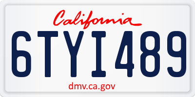 CA license plate 6TYI489