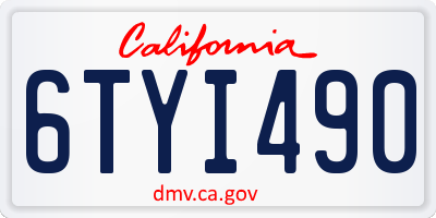 CA license plate 6TYI490