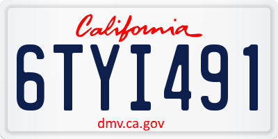 CA license plate 6TYI491