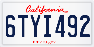 CA license plate 6TYI492