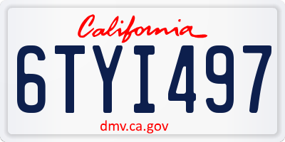 CA license plate 6TYI497