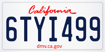 CA license plate 6TYI499