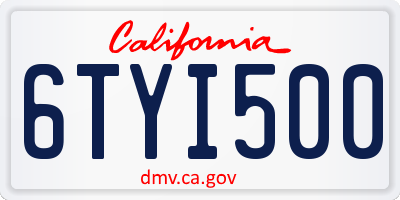 CA license plate 6TYI500