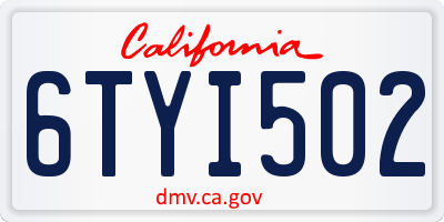 CA license plate 6TYI502