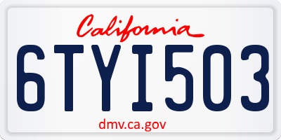 CA license plate 6TYI503
