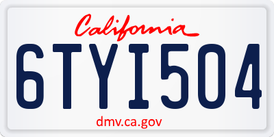 CA license plate 6TYI504