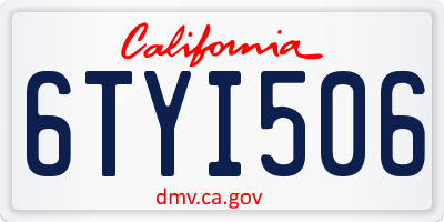 CA license plate 6TYI506