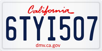 CA license plate 6TYI507
