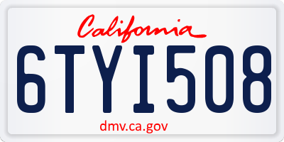 CA license plate 6TYI508