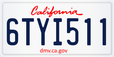 CA license plate 6TYI511