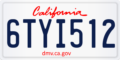 CA license plate 6TYI512