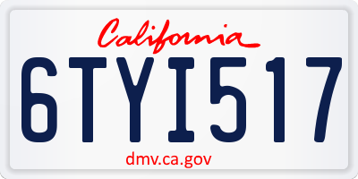 CA license plate 6TYI517