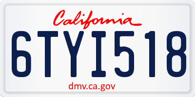 CA license plate 6TYI518