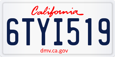 CA license plate 6TYI519
