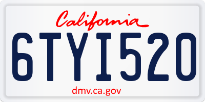 CA license plate 6TYI520
